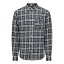 ONLY AND SONS Camisa cuadros de franela Hombre Onsral LS Slim Check Shirt Black Grey Gris